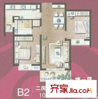 宝地东花园户型图B2户型 2室2厅1卫