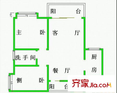 汇颂南苑 2室 户型图