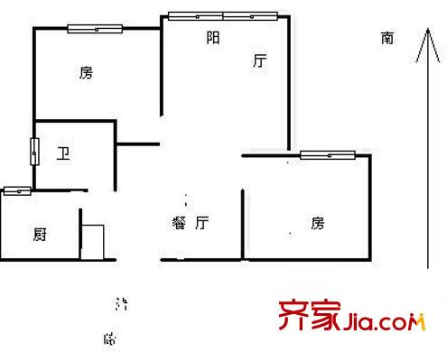 汇颂南苑户型图户型图 2室2厅1卫1厨