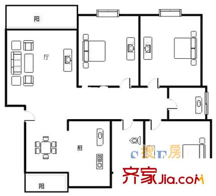 上海 欧风花都3室 户型图