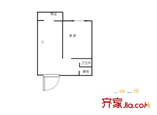 菱翔苑二期户型图6楼5层 1室1厅1卫1厨