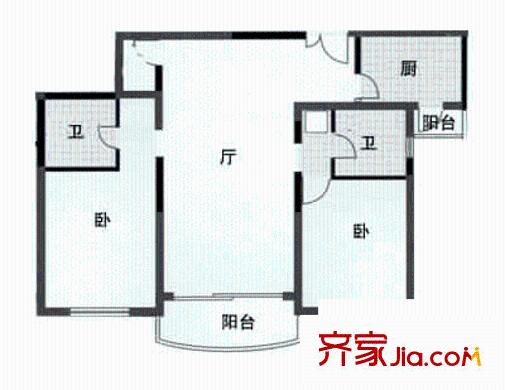 鑫国家园户型图2室2厅1卫1厨