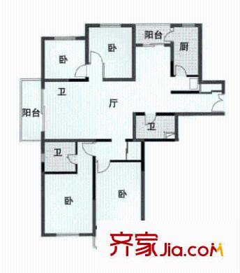 鑫国家园户型图4室2厅1卫1厨
