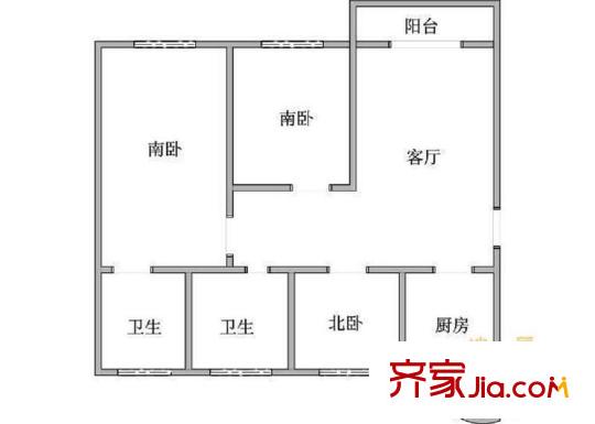 名都新城户型图户型图 3室2厅2卫1厨