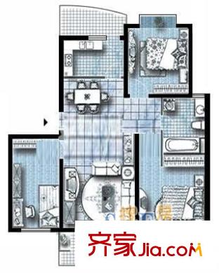 上海 东方御花园3室 户型图