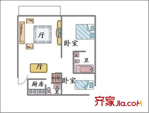 虹华苑 2室 户型图
