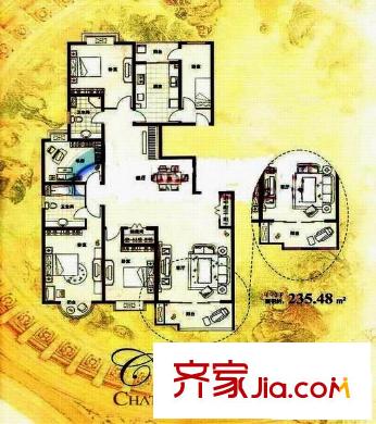 兆丰帝景苑 4室 户型图