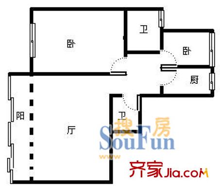 绿梅公寓(莘庄)户型图上海 绿梅公寓(莘庄) 户型图 2室1厅2卫1厨