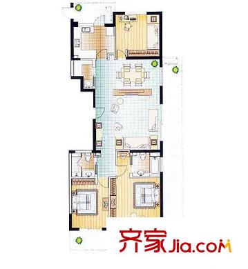 汇峰鼎园户型图户型图 3室2厅2卫1厨