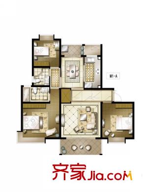 鹏欣一品漫城四期公寓M1-A户型 2室2厅2卫1厨