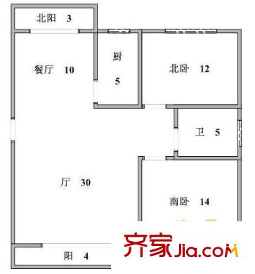 新明星花园二期户型图户型图 2室2厅1卫1厨