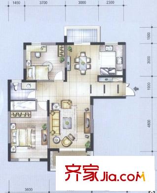 新明星花园二期户型图户型图 2室2厅1卫1厨