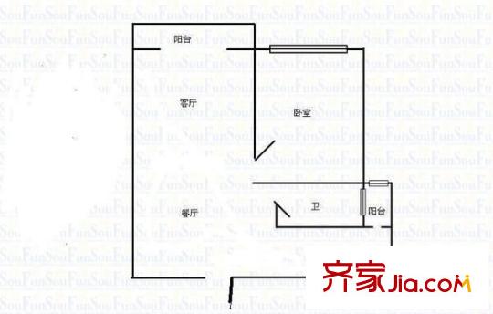 景江苑户型图户型图 1室2厅1卫1厨