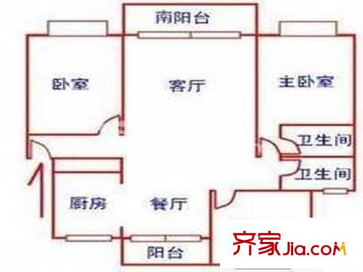 馨华苑户型图户型图 3室2厅2卫1厨