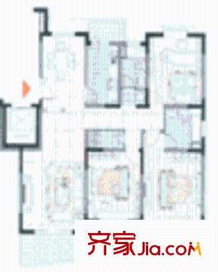 锦绣一方户型图3室2厅2卫1厨