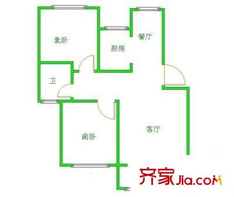 中关村公寓 2室 户型图