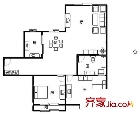 中关村公寓 2室 户型图