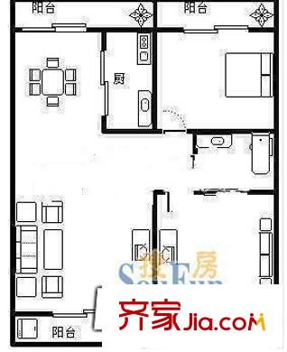 晨光公寓 0室 户型图