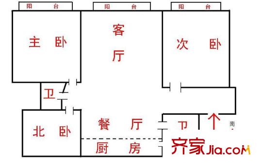 上海 西班牙名园3室 户型图