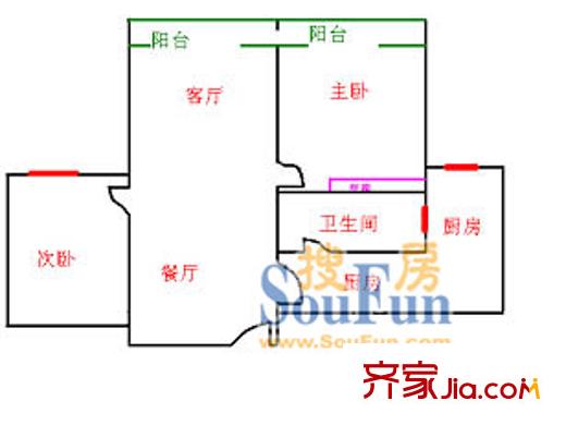 嘉和花苑 2室 户型图