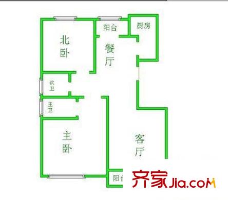 西班牙名园 2室 户型图