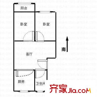 虹梅景苑户型图 户型图 2室2厅1卫1厨