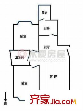 虹桥花苑 2室 户型图