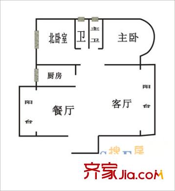 永久城市花园户型图222户型图 2室2厅2卫1厨