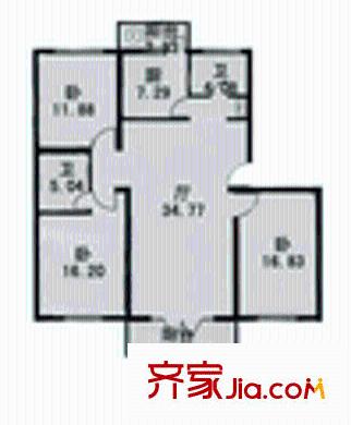 清馨苑户型图3室1厅1卫1厨