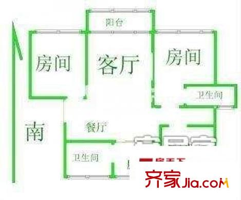 丹桂佳苑戶型圖戶型圖 3室2廳2衛(wèi)1廚