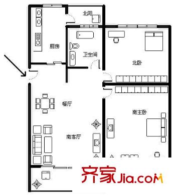 瑞和苑戶型圖戶型圖 2室1廳1衛(wèi)1廚