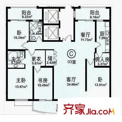 瑞金南苑 4室 户型图