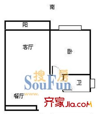 月亮灣園戶型圖上海 月亮灣(川沙) 戶型圖 1室2廳1衛(wèi)1廚