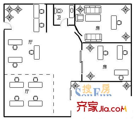 月亮灣園戶型圖上海 月亮灣(川沙) 戶型圖 2室3廳1衛(wèi)1廚