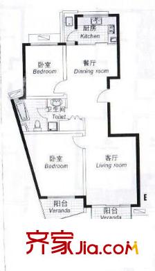 東方匯景苑戶型圖戶型圖 2室2廳1衛(wèi)1廚