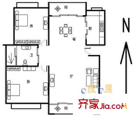 康橋月苑 2室 戶型圖