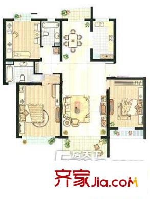 碧云新天地三期戶型圖戶型圖 3室2廳2衛(wèi)1廚