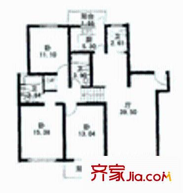 銀泰花園戶型圖3室2廳3衛(wèi)1廚
