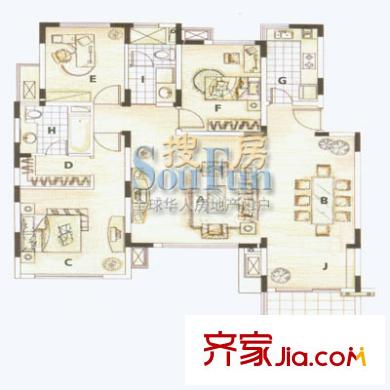 万科朗润园户型图3室2厅2卫1厨