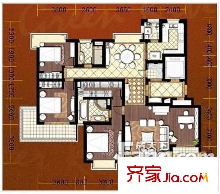 万源新城户型图户型图 4室2厅2卫1厨