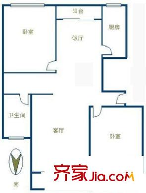 虹桥帝梵尼花园 2室 户型图