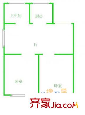 住友名人苑戶型圖211 戶型圖 2室1廳1衛(wèi)1廚