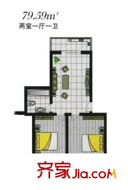 滨浦一村户型图户型图 2室1厅1卫1厨