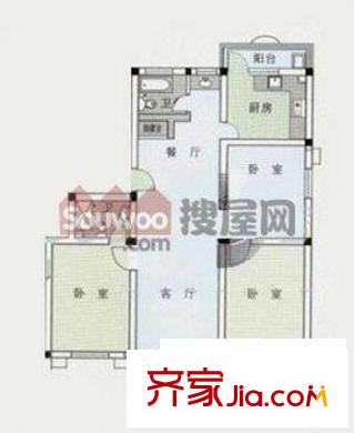 南洋瑞都户型图户型图 3室2厅1卫1厨