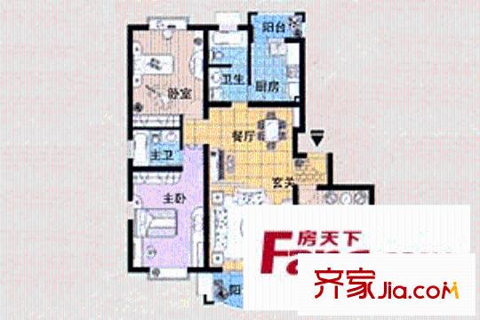 冠生園東方佳苑戶型圖3室2廳2衛(wèi)1廚