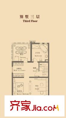 中海御景熙岸別墅戶型圖B1戶型三層 1室1衛(wèi)