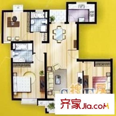 滨浦新苑三村户型图滨浦新苑 3室 户型图 3室2厅2卫1厨