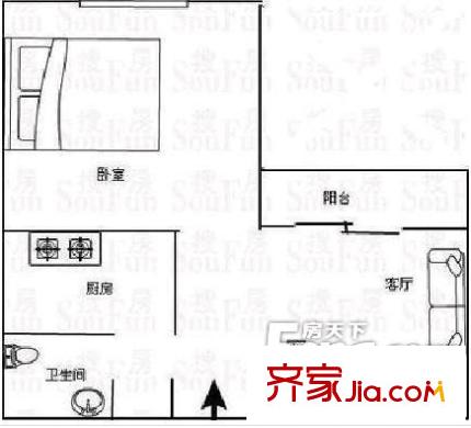 心圓東苑戶型圖戶型圖 1室2廳1衛(wèi)1廚