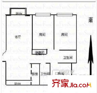 心圓東苑戶型圖戶型圖 3室2廳1衛(wèi)1廚