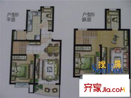 東方晶華園戶型圖戶型B 2室3廳2衛(wèi)1廚